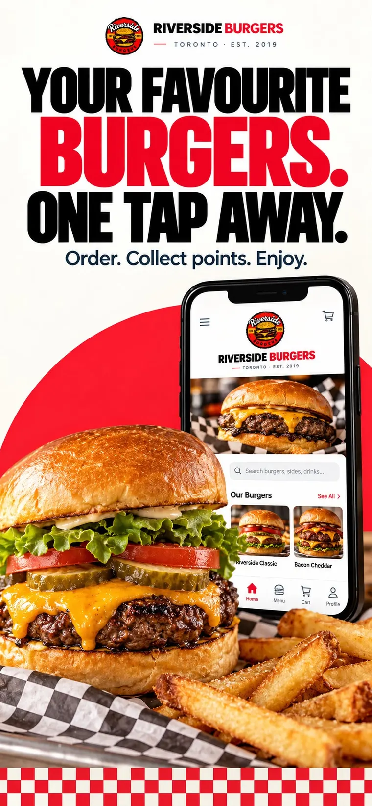 Riverside Burgers app — your favourite burgers, one tap away