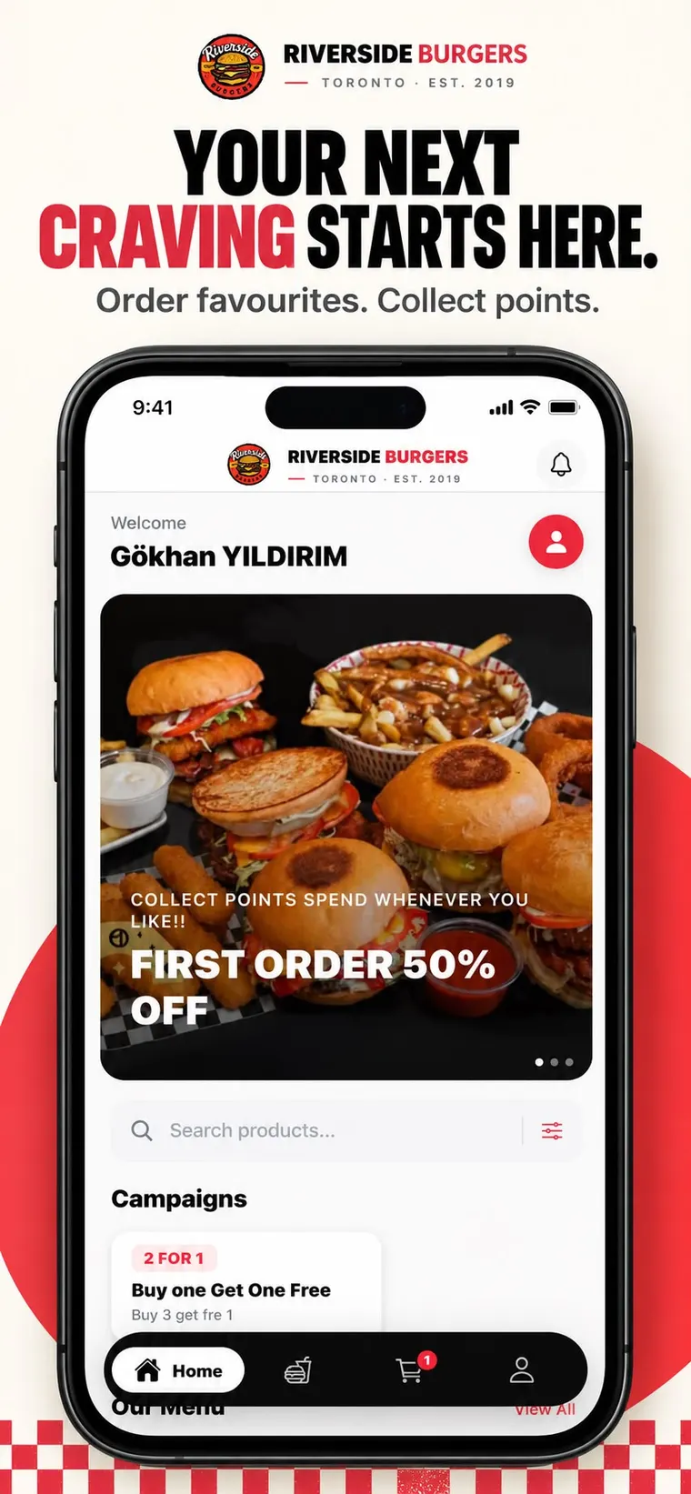 Riverside Burgers app — your next craving starts here